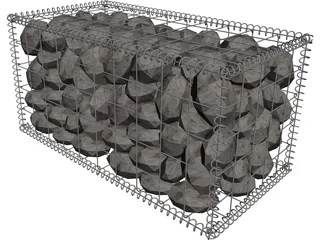 Natural Large Stone-Filled Metal Gabions 3D Model