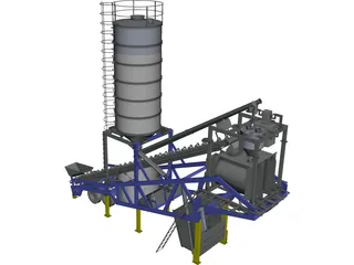Mobile Concrete Batching Plant Mixer CAD 3D Model