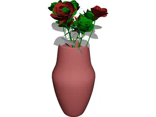 Roses in Vase 3D Model