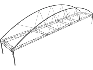 Arched Fink Truss Bridge CAD 3D Model