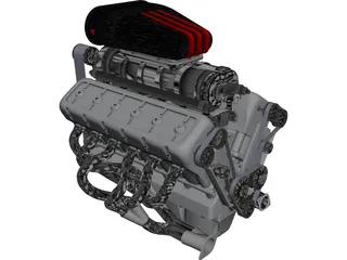 Engine V12 CAD 3D Model