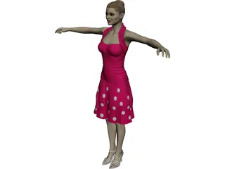 Summergirl in Strawberry Dress 3D Model