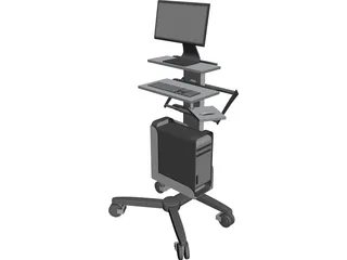 Mobile Computer Cart 3D Model