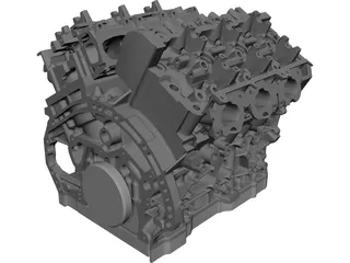 Twin Turbo V6 Engine CAD 3D Model