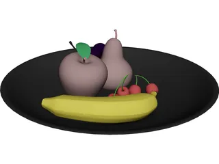 Fruits On Plate 3D Model 3D Preview