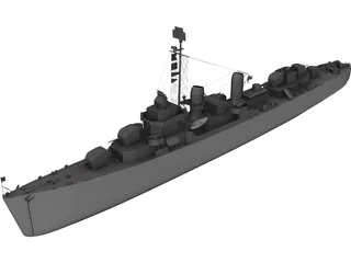 USS Kidd Destroyer 3D Model 3D Preview