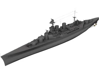 Hood Battlecruiser 3D Model