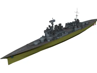 Hood Battlecruiser Refit 3D Model