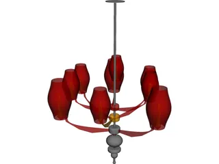 Modern Asian Chandelier 3D Model