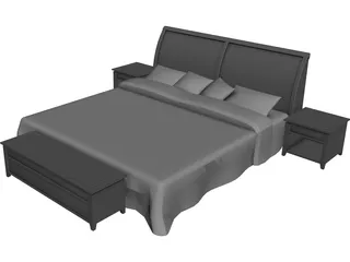 Double Bed 3D Model 3D Preview