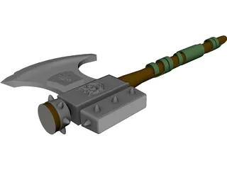 Medieval Battle Axe Handle 3D Model