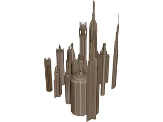 Futuristic Skyscraper Collection 3D Model