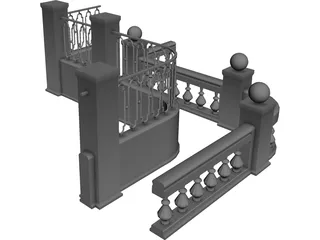 Modular Fence Parts 3D Model 3D Preview