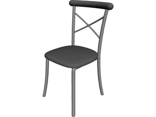 Metal Kitchen Chair with Padded Back 3D Model
