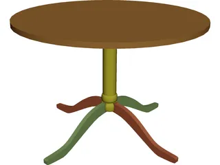 Wooden Round End Table 3D Model
