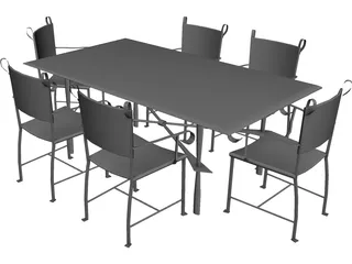 Table with Chairs 3D Model