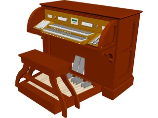 Church Pipe Organ Console 3D Model