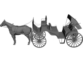 Old Style Horse Carriage 3D Model