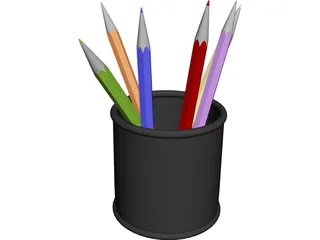 Pencils in the Box 3D Model 3D Preview