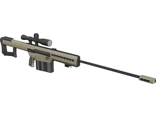 M107A1 Barret Rifle CAD 3D Model