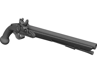 Flintlock Holster Pistol C 1760 CAD 3D Model