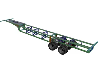 Prototype Trailer Chassis with Suspension 13.6m CAD 3D Model