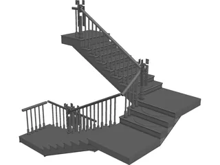 Stair with 3 Flights and 3 Landings 3D Model