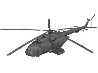 MI-8 Hip Transport Helicopter with Rocket Pods 3D Model