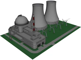 Black Rock River Nuclear Power Plant CAD 3D Model