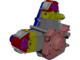 Ducati 900cc Air Cooled Engine CAD 3D Model