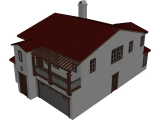 Spanish Style House 2 Story 3D Model