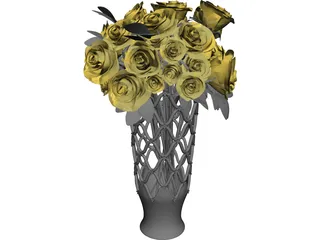 Vase with Roses 3D Model