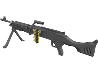 M240 Machinegun 3D Model 3D Preview
