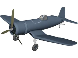 F4 Corsair Airplane 3D Model 3D Preview