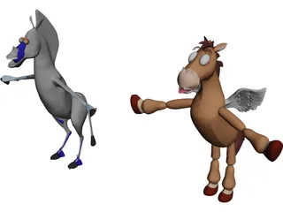 Animated Cartoon Horse 3D Model