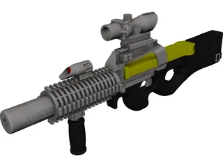 P-90 Machine Gun CAD 3D Model