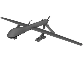 General Atomics MQ-1 Predator UAV Drone CAD 3D Model