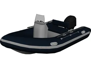 Inflatable Boat with Outboard Motor 3D Model 3D Preview