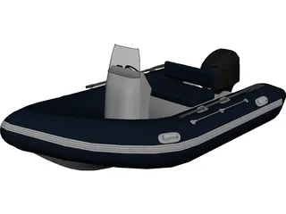 Inflatable Boat with Outboard Motor 3D Model