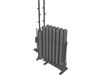 Hydraulic Accumulators Block CAD 3D Model