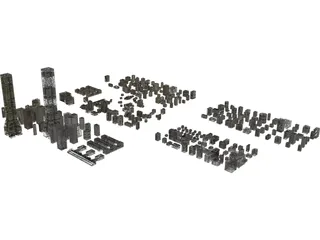 City Buildings Set 3D Model