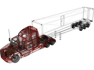 Kenworth T600 with Trailer 3D Model