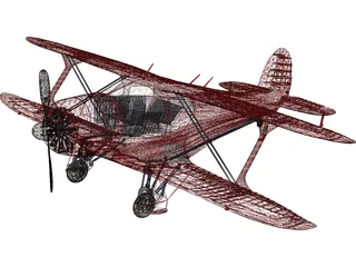 Beechcraft G17S Staggerwing 3D Model