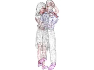 Adults Hugging 3D Model