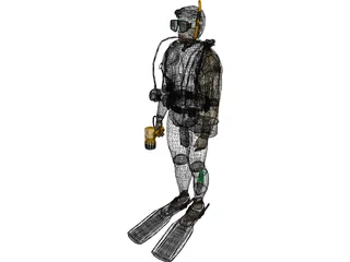 Scuba Diver Male 3D Model