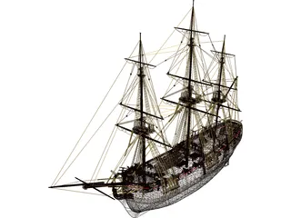 Schooner Frigate Constitution Class 3D Model