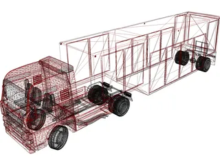 Euro Semi Truck with Trailer 3D Model