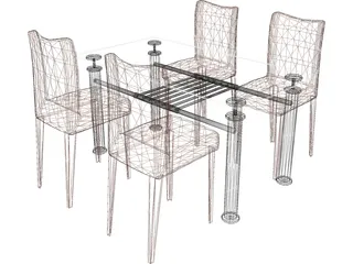 Table with Chairs 3D Model