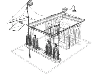 Vintage Gas Station 3D Model