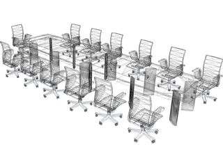 Table with Chairs 3D Model